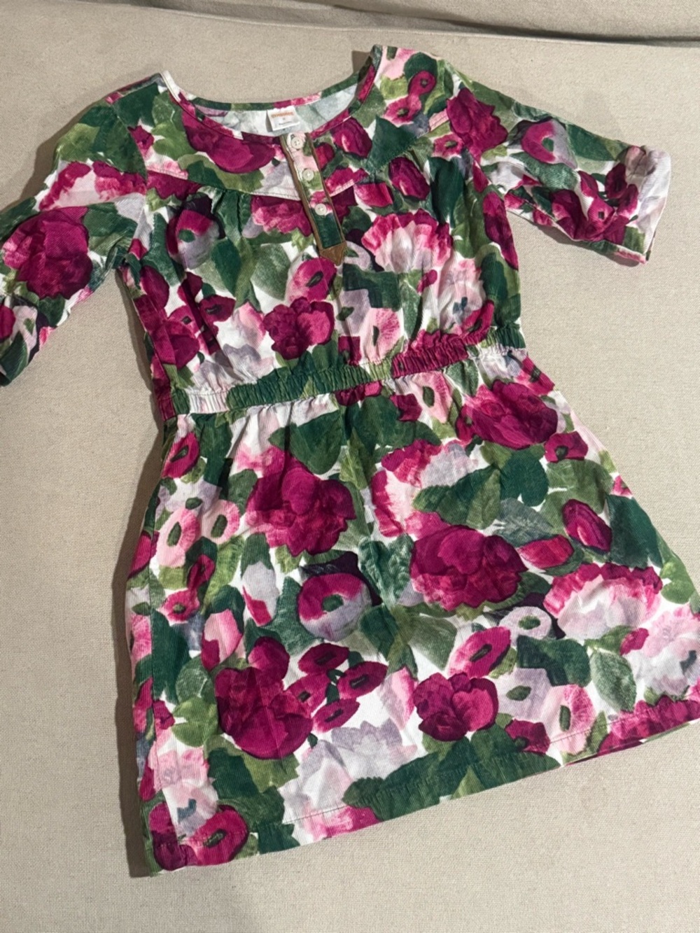 Gymboree Pink & Green Floral Cotton Dress